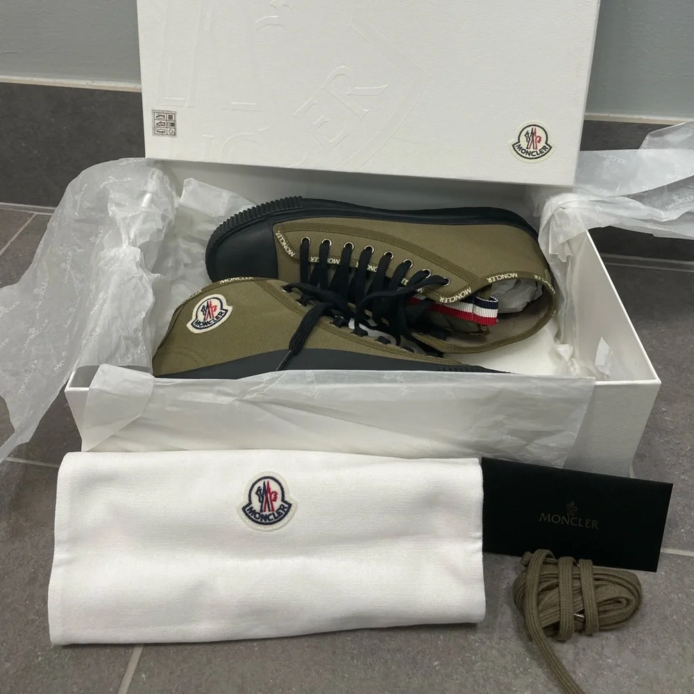 Moncler Lissex High Top Canvas Sneaker Army Green - MEN’S - Picture 10 of 15